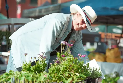 woman in at a farmers market