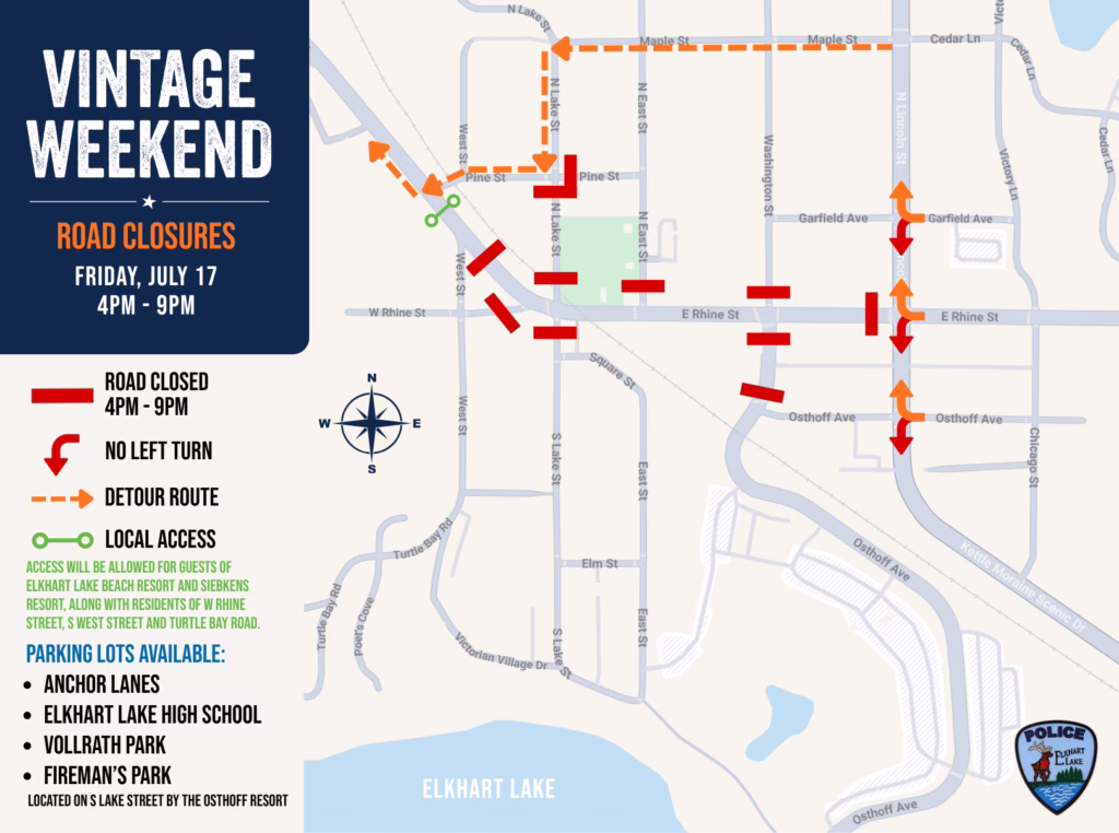 vintage racecar road closures
